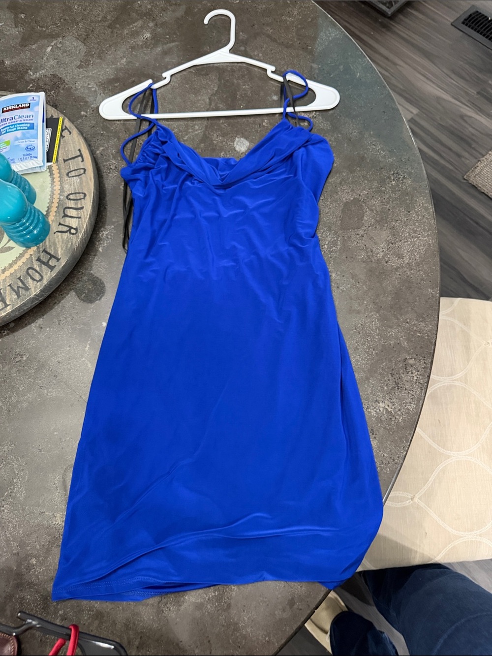 Royal Blue Spaghetti Strap body con Dress